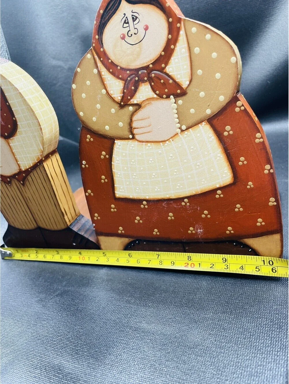 Vtg Folk Art Bookends Wood Hand Painted Pair Book Ends Grannycore 1970s